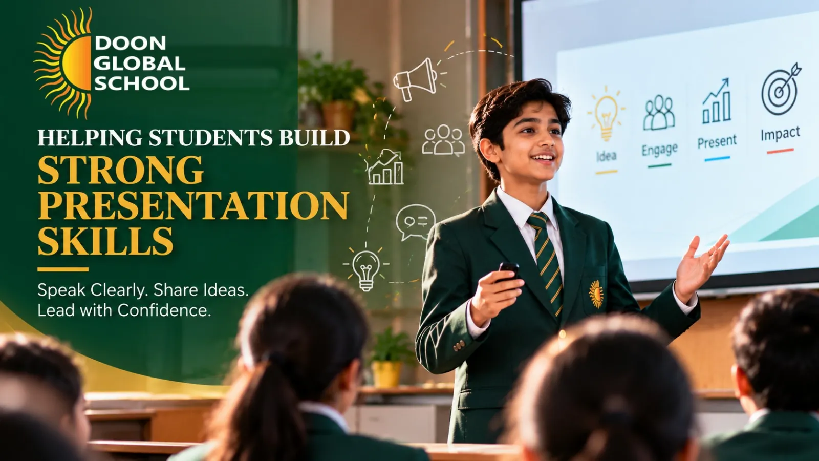 Helping Students Build Strong Presentation Skills cover illustration: a student presenting ideas to classmates