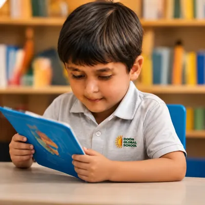 A child reading a picture book